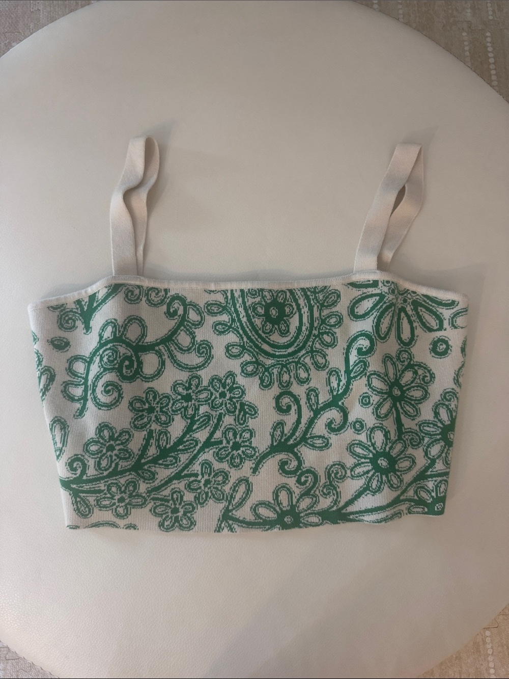 Anthropologie Celenadine Green Floral Knit Crop Tank XL NWT $68